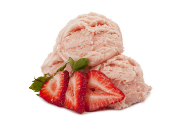 strawberry ice cream with strawberry slices