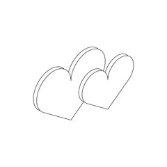 Two hearts icon, isometric 3d style