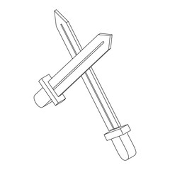 Two swords icon, isometric 3d style
