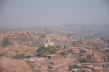 Jodhpur and Jaswant Thada, the Blue City. View from Mehrangarh Fort. Rajasthan, India, Asia