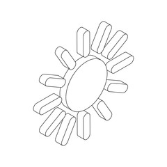 Sun icon, isometric 3d style