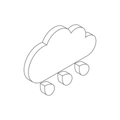 Cloud rain icon, isometric 3d style