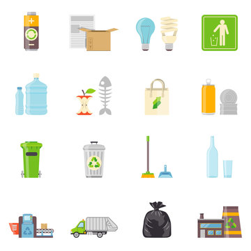 Garbage Recycling Icons Set 