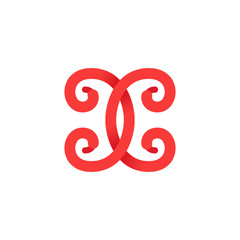 X letter logo formed by shoe lace.