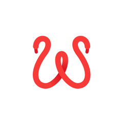 W letter logo formed by shoe lace.