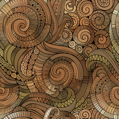 Vector spiral decorative doodles seamless pattern