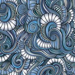 Seamless abstract hand-drawn waves pattern