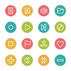 Media player web icons set