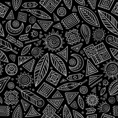 Tribal abstract native chalkboard seamless pattern