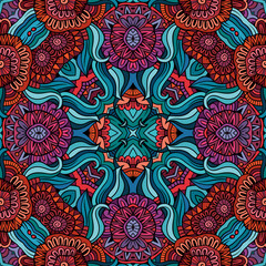 Abstract vector decorative ethnic floral seamless pattern
