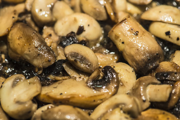 fried mushroom in frying pan