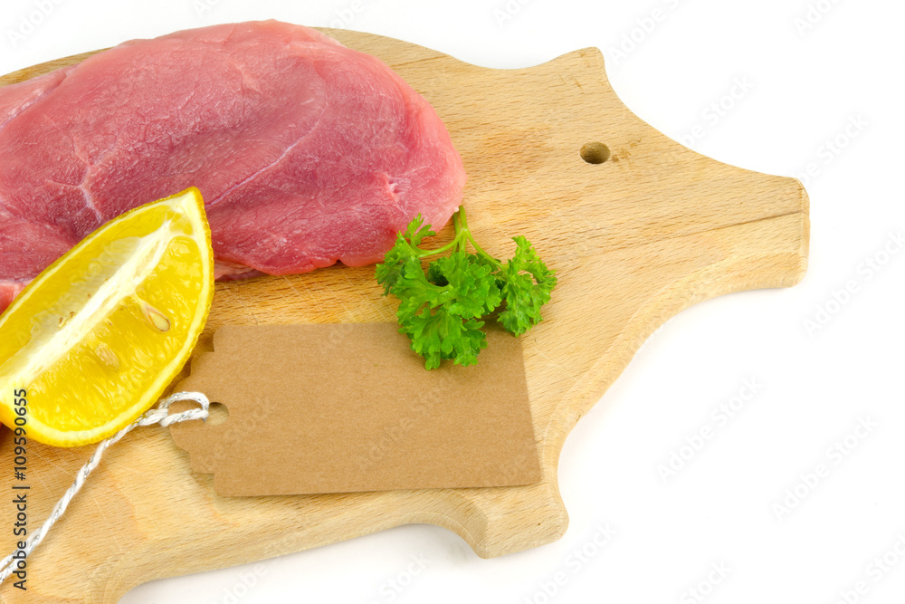 Poster Fleisch mit Schild