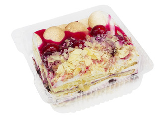 Piece of autumn  biscuit cake  with cranberry