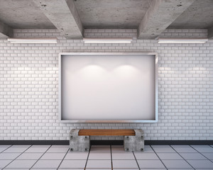 mockup billboard in the subway. 3d.