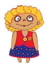 Girl doll with makeup in the style of the day of the dead, halloween cartoon.
