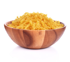 Spiral Pasta in bowl on white background