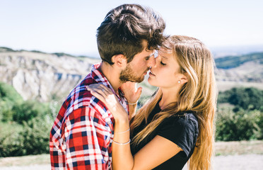 Couple passionated kiss