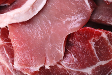 Pieces of pork meat, close up
