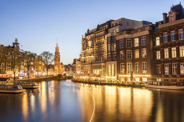 Fototapeta na wymiar Cityscape with Night Lights, Amsterdam