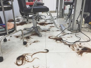 hair on floor in barber shop