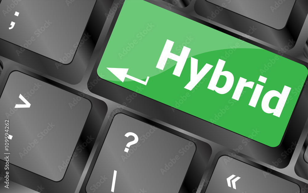 Poster computer keyboard with hybrid key - business background. keyboard keys icon button vector
