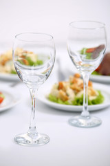 Dinner with wine in restaurant