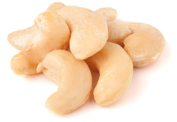 heap of cashew nuts isolated on a white background