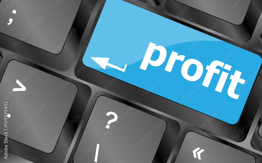 Poster profit key showing returns for internet businesses. keyboard keys icon button vector