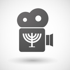 Isolated cinema camera icon with a chandelier