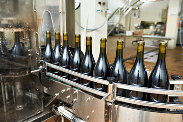 Bottling and sealing conveyor line at wine factory © Sergey Ryzhov