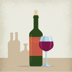 Weinflasche mit Weinglas Vektor