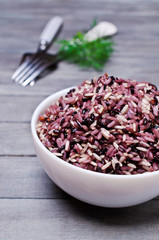 Multicolored cooked rice