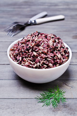 Multicolored cooked rice