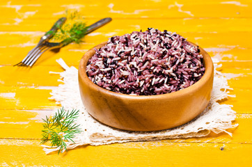Multicolored cooked rice