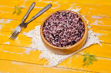 Multicolored cooked rice