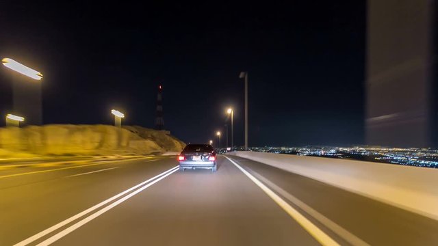 Curvy road through the Jebel Hafeet road timelapse hyperlapse, Al Ain, United Arab Emirates