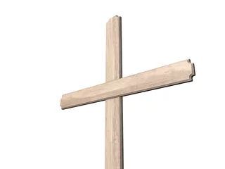 Poster Close up houten kruis - symbool voor het christendom © emieldelange