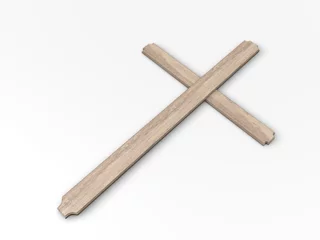 Fotobehang Houten kruis - symbool voor het christendom © emieldelange