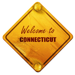 Welcome to connecticut, 3D rendering, isolated grunge yellow roa