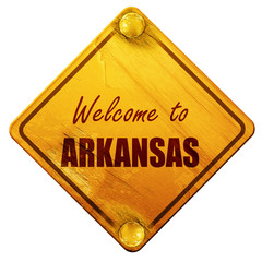 Welcome to arkansas, 3D rendering, isolated grunge yellow road s