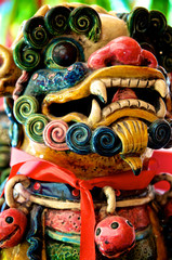 Close up of ceramic food dog sculpture
