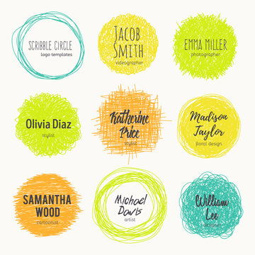 Set of hand drawn logo templates. 