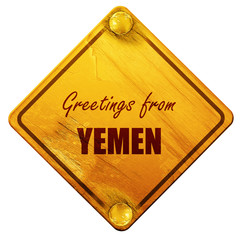 Greetings from yemen, 3D rendering, isolated grunge yellow road 