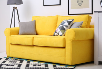 Yellow sofa in the living room