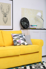 Yellow sofa in the living room