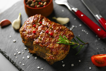 Delicious grilled steak with vegetables