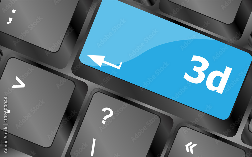 Poster 3d words symbol on a button keyboard. keyboard keys icon button vector