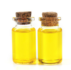 Bottles of tea oil, isolated on white
