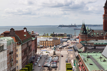 Fototapeta na wymiar top view of the Helsingborg city center