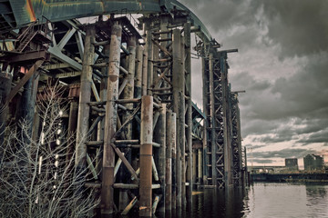 abandoned bridge across the Dnieper in Kiev